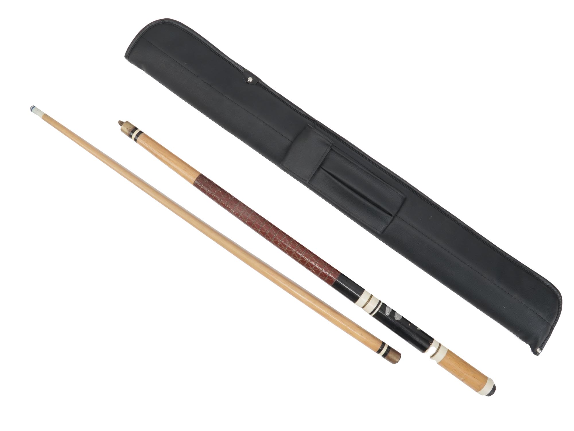 PAIR OF WOOD POOL CUE BILLIARD STICKS WITH CASES PIC-3